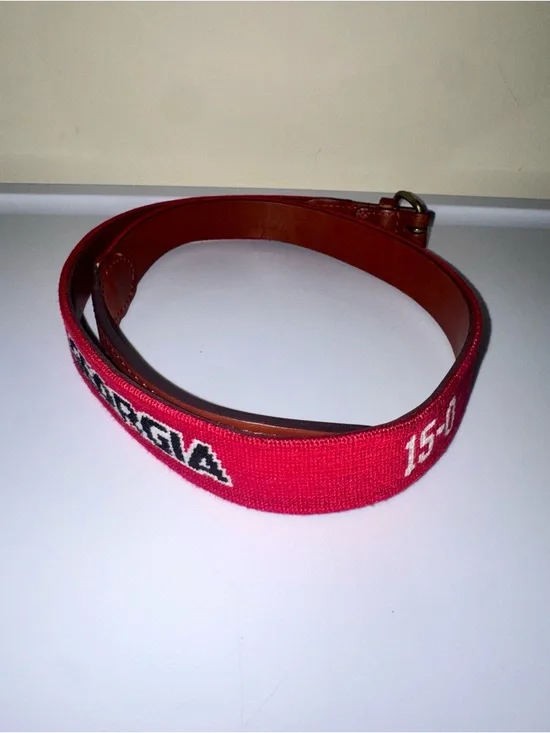 Smathers & Branson UGA Champs Hand-stitched Needlepoint Belt with Leather Trim - Picture 3 of 9